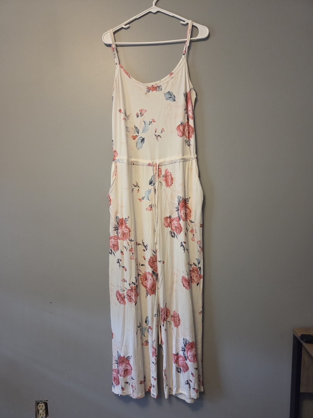 Floral Cream Maxi Dress with Pink Rose Print